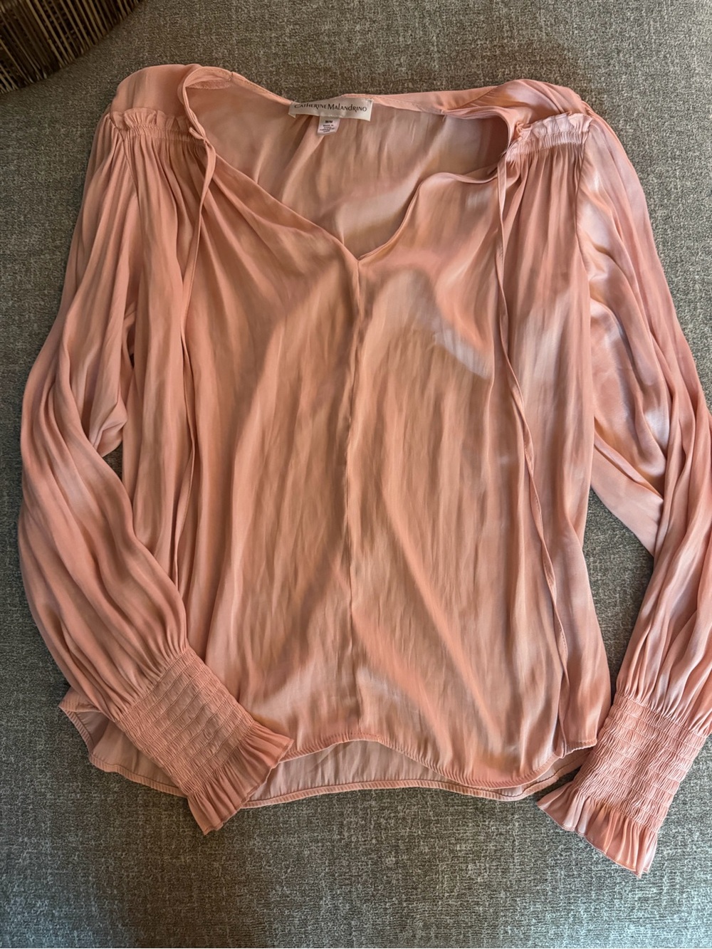 Catherine Malandrino Blush Pink Long-Sleeve Silk Blouse